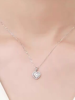 Anthropologie Silver Heart Halo Pendant Necklace